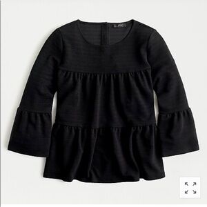 NEW J. CREW Ribbed Tiered Bell Sleeve Button Blouse Sweater Size Medium NWT